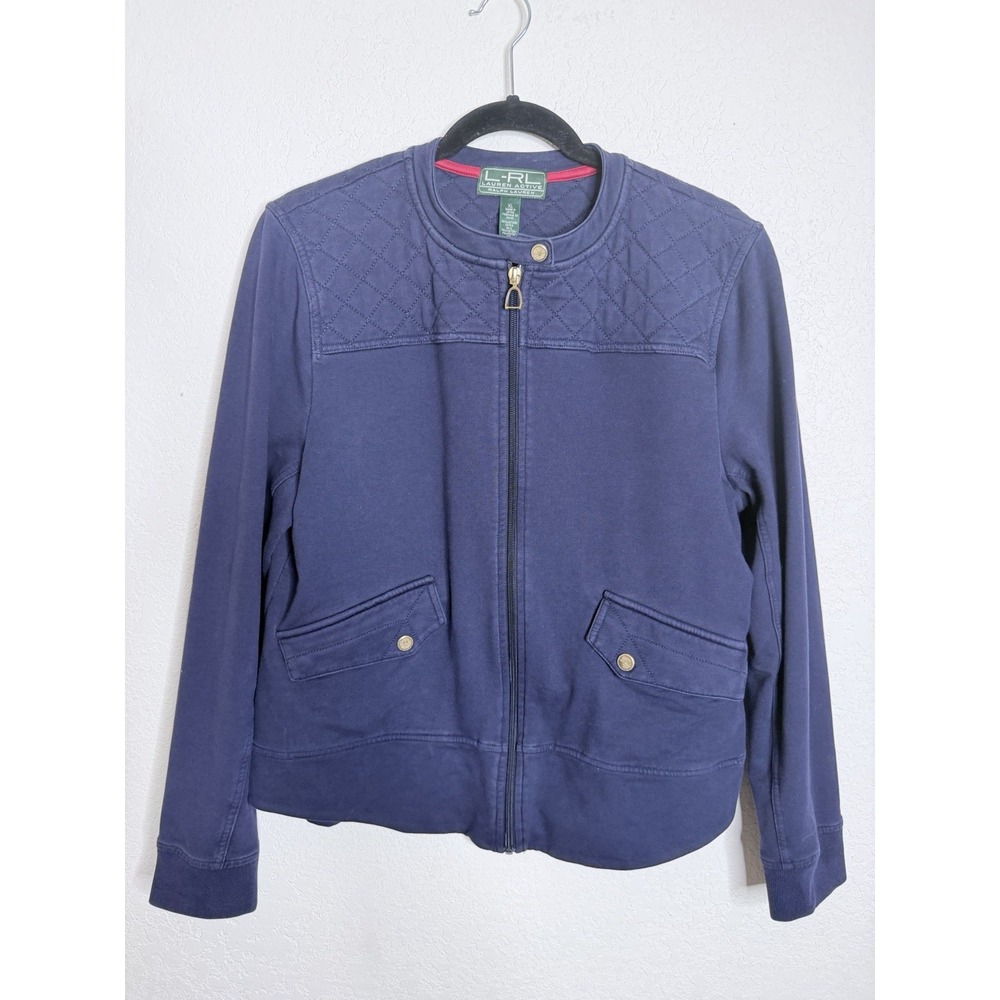 Lauren Ralph Lauren Active Women's XL Navy Quilted Full-Zip Sweatshirt Jacket